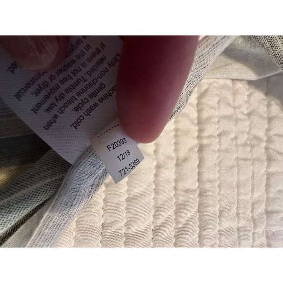 Pair of Quilted Stripped Cotton King Pillow Shams Boho Coastal Cottage Daybed - Picture 12 of 14